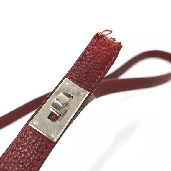 HERMES KellyHardware Pet dog dog dog Lead Leather wine-red/SilverHardware - Picture 8 of 9